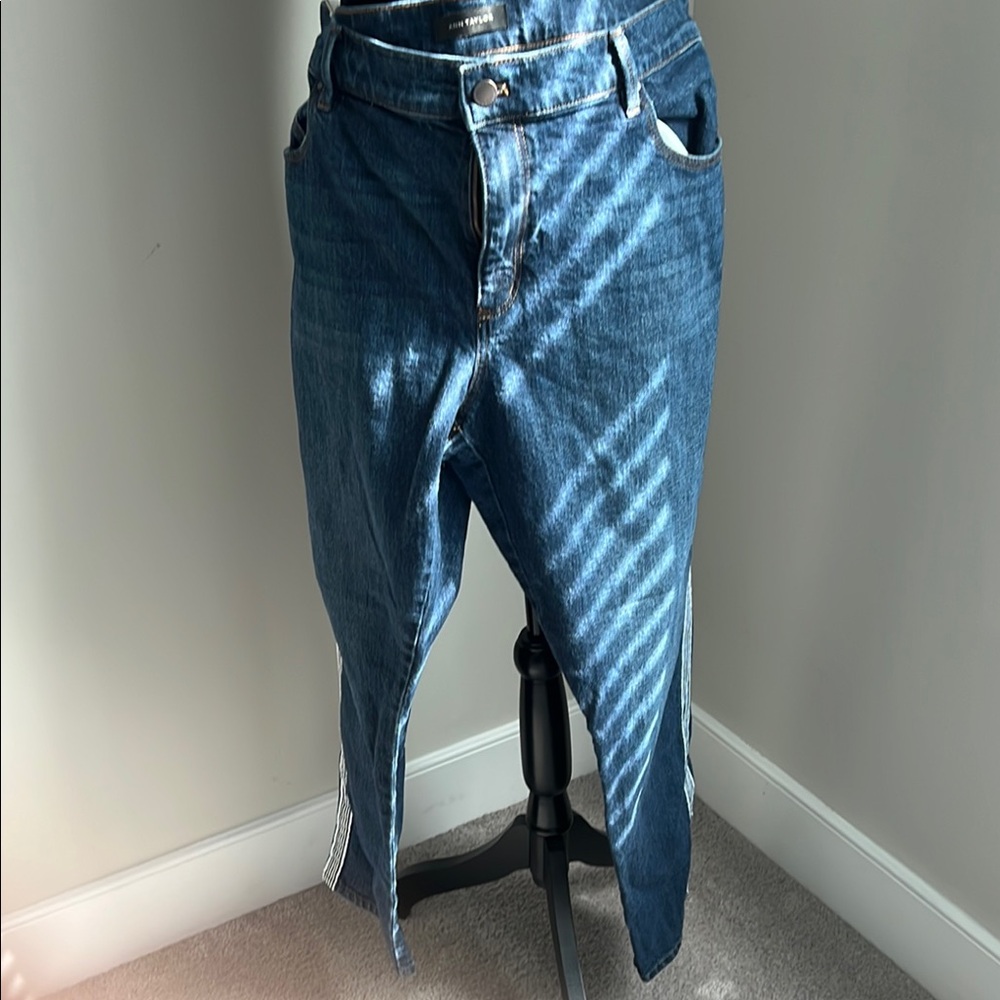 Ann Taylor Striped Girlfriend Jeans